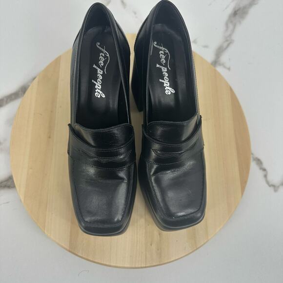 Free People Zoe Platform Loafers Size 41 US 11 Black Chinky Y2K Leather - Picture 11 of 12